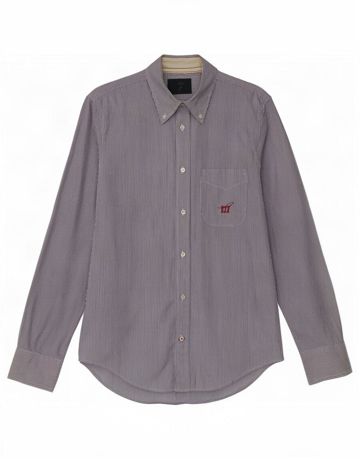 Camicia da uomo Henry Cottons taglia 39 cotone gessato blu medio