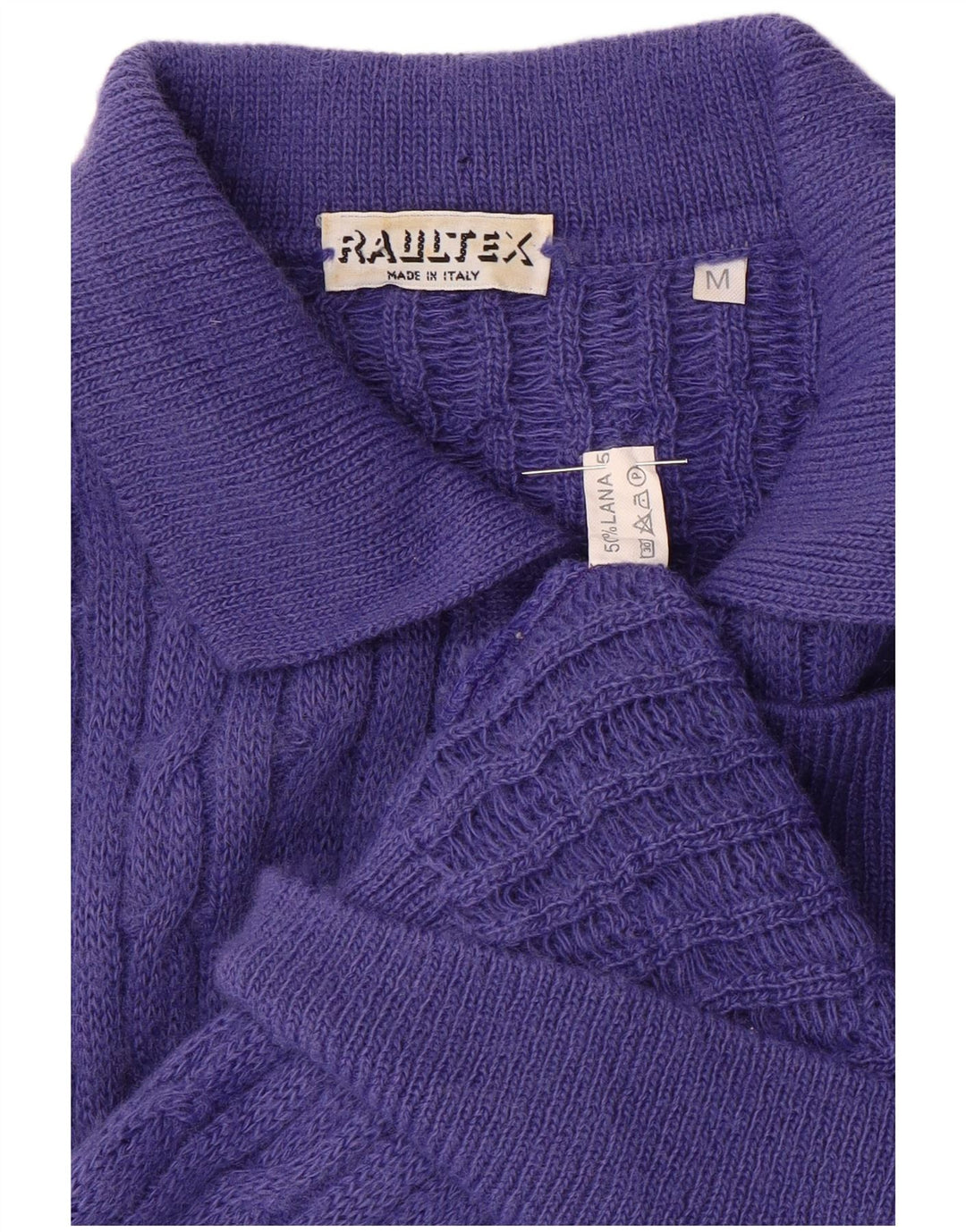 VINTAGE Maglione da uomo con collo alto in lana viola medio