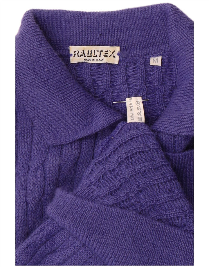 VINTAGE Maglione da uomo con collo alto in lana viola medio