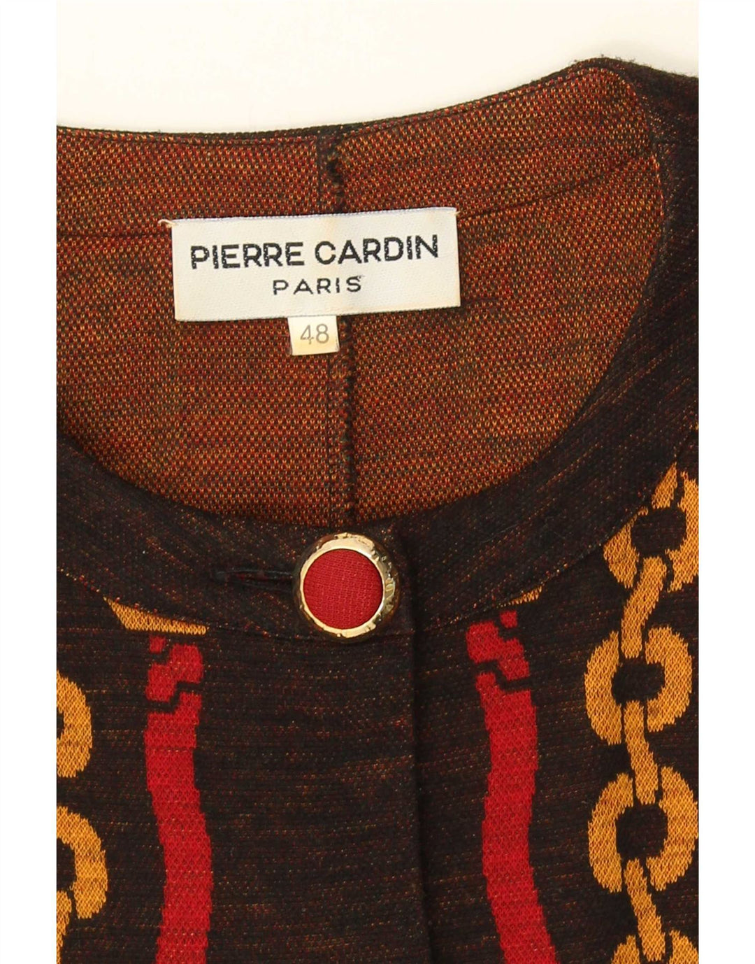 Giacca blazer da donna a 5 bottoni con motivo astratto Pierre Cardin IT 48 XL Marrone