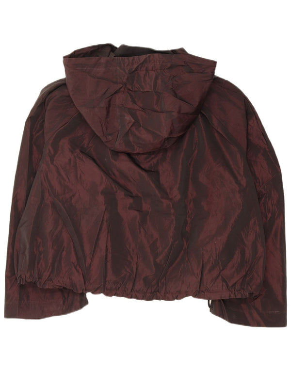 CALVIN KLEIN Giubbotto bomber oversize con cappuccio da donna UK 14 Bordeaux medio