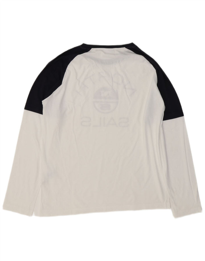 North Sails Top grafico da uomo a maniche lunghe XL in cotone color block bianco