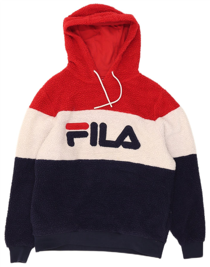 Maglione in pile con cappuccio grafico da uomo FILA color block medio multicolore