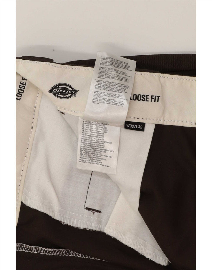 Pantaloni cargo da uomo larghi Dickies W33 L32 poliestere marrone