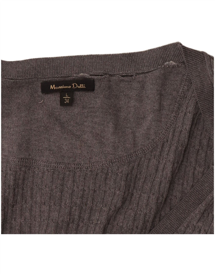 Maglione cardigan da donna Massimo Dutti UK 14 grande grigio