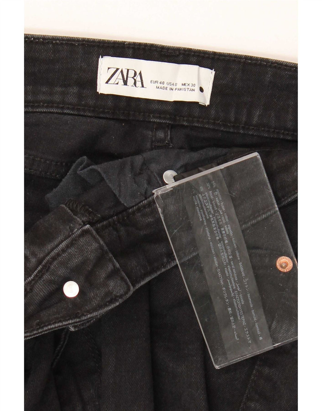 Jeans svasati da donna Zara EU 40 medio W30 L33 cotone nero
