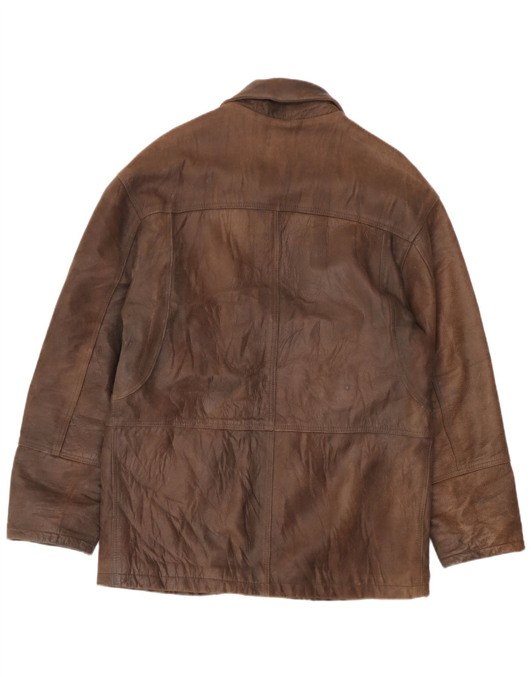 Cappotto vintage da uomo in pelle a vento IT 48 Pelle marrone medio