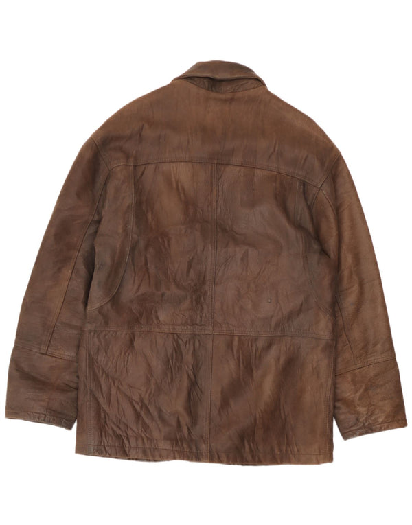 Cappotto vintage da uomo in pelle a vento IT 48 Pelle marrone medio