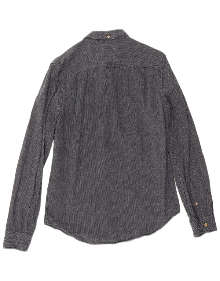Camicia da uomo Superdry in cotone gessato medio blu navy