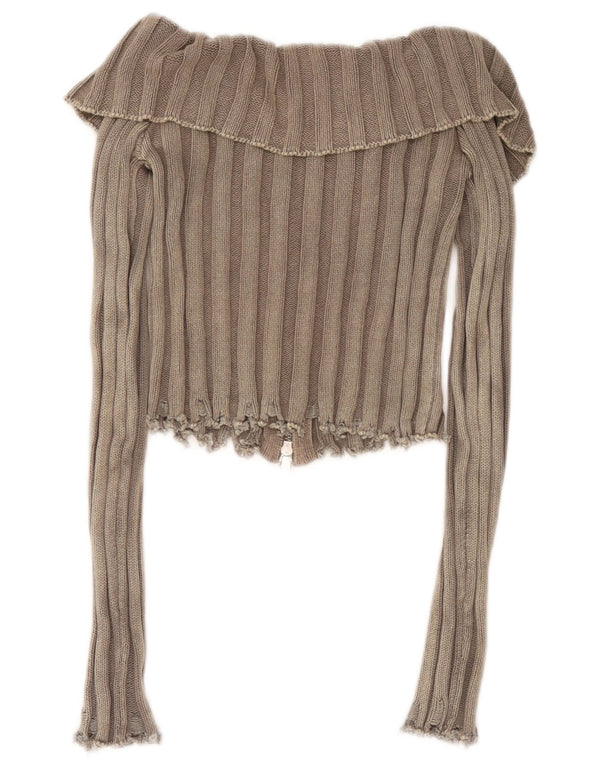 Maglione cardigan corto da donna Zara UK 4 XS marrone