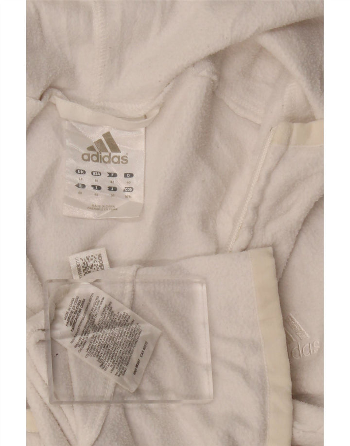 Giacca in pile con cappuccio da donna Adidas UK 12 poliestere bianco medio