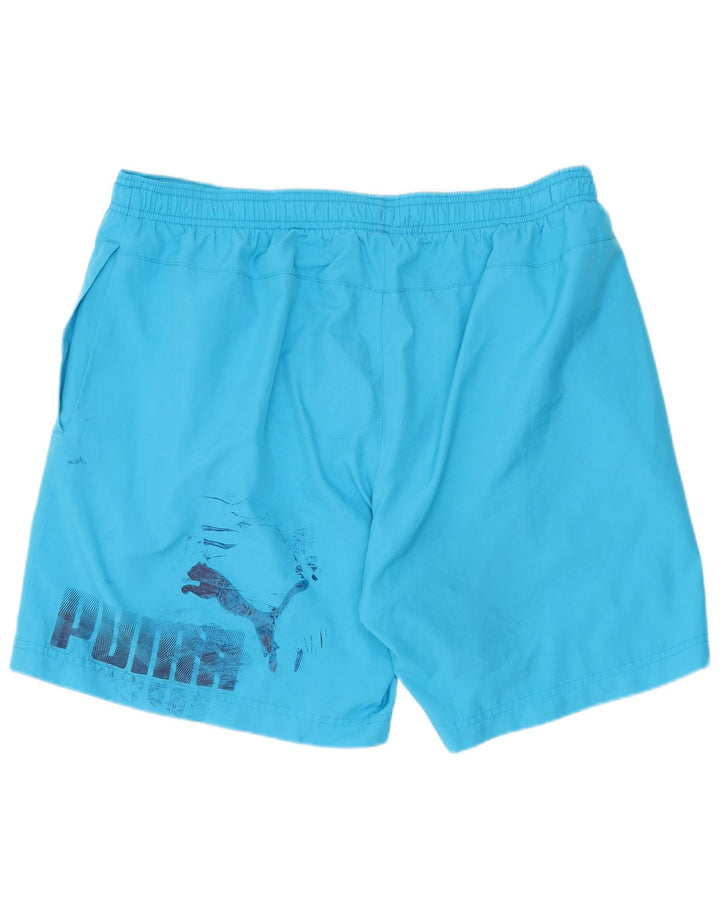 Pantaloncini da bagno grafici da uomo Puma grandi in poliestere blu