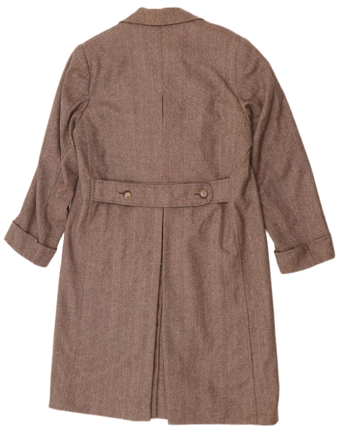 Cappotto doppiopetto vintage da donna UK 40 grande spina di pesce marrone