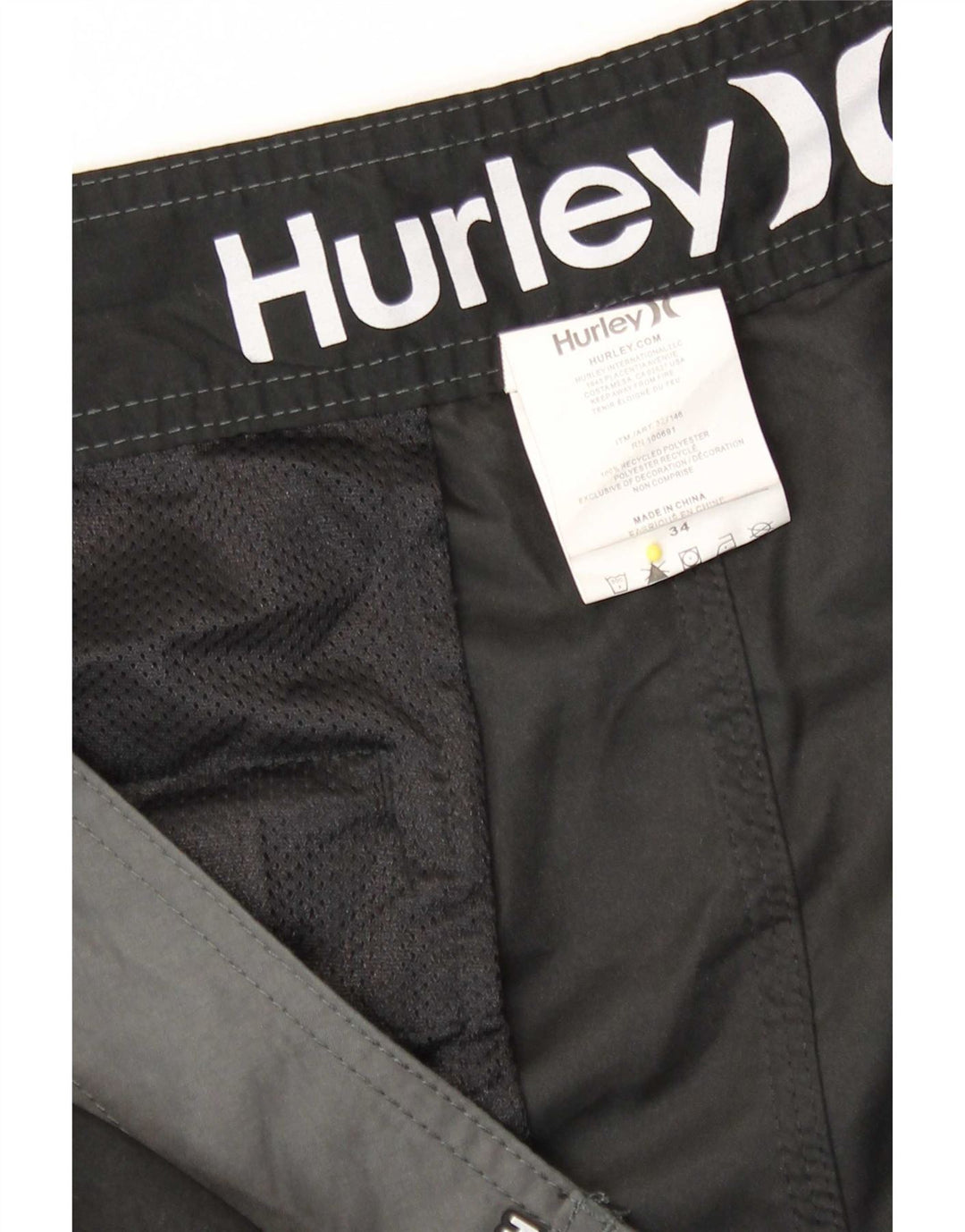 Pantaloncini da bagno da uomo Hurley Large in poliestere color block nero