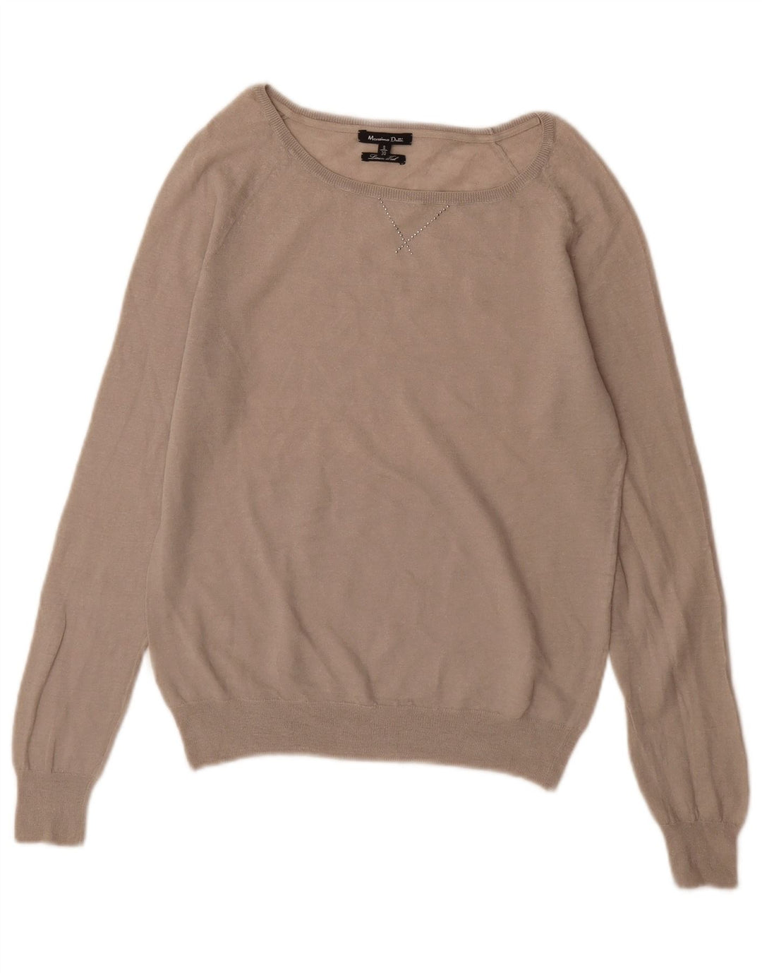 Massimo Dutti Maglione da donna con scollo a barca Maglione UK 10 Piccolo Beige Lana