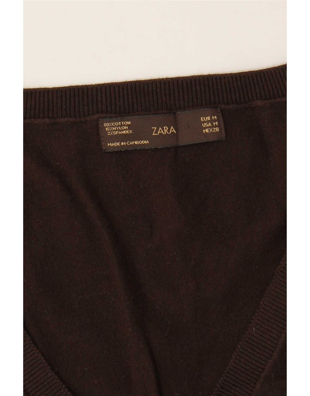 Canottiera da donna Zara UK 12 in cotone marrone medio