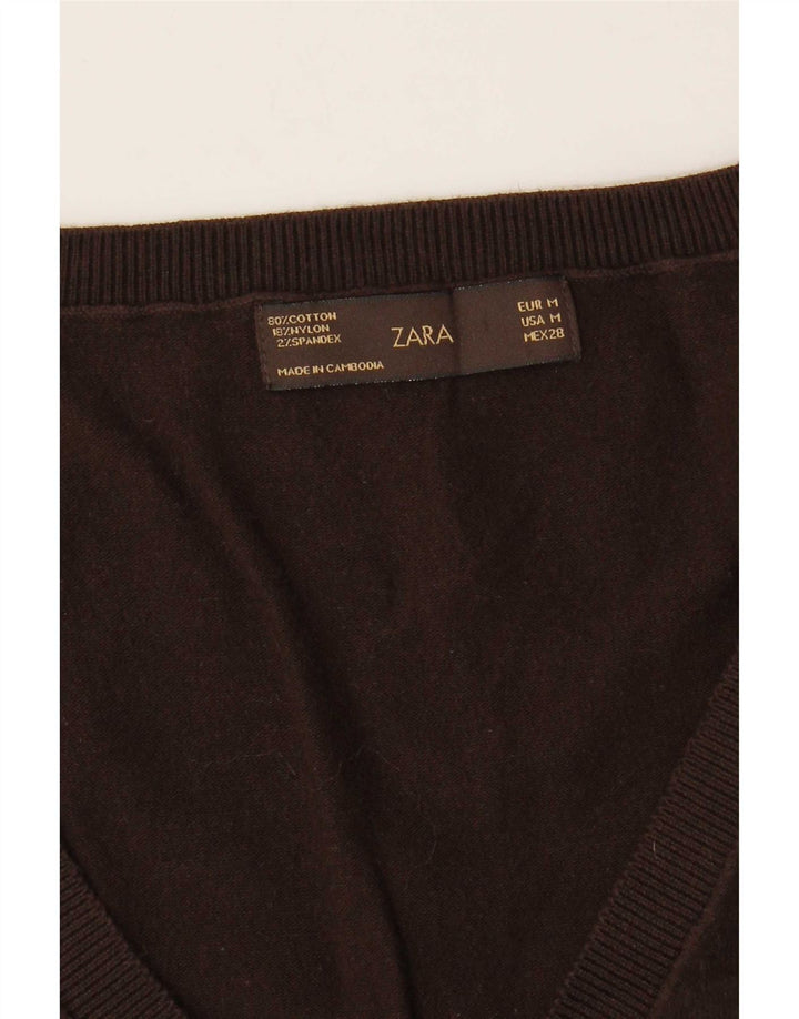 Canottiera da donna Zara UK 12 in cotone marrone medio