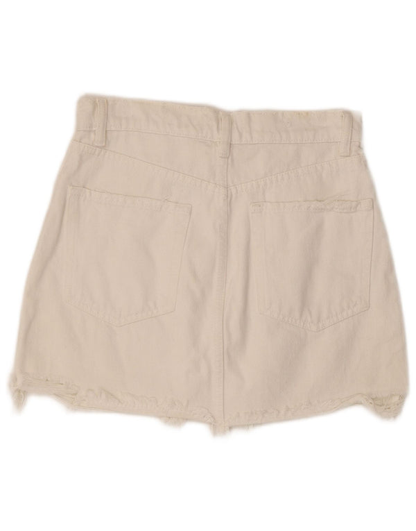 Gonna di jeans Zara da donna piccola W28 in cotone bianco