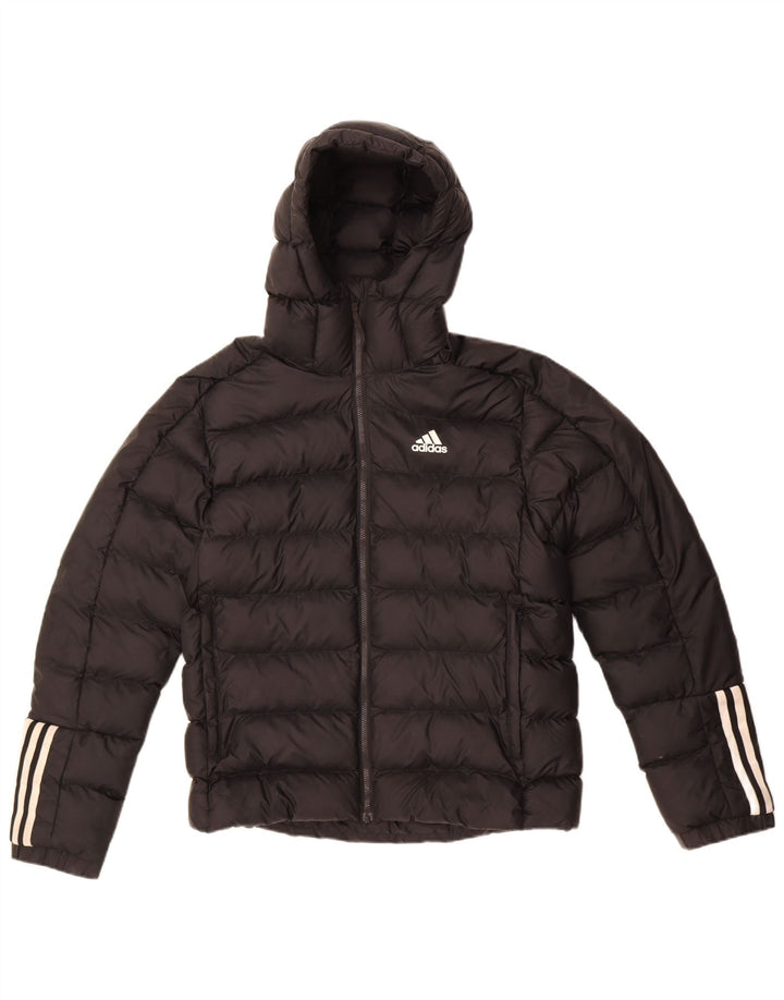Giacca imbottita con cappuccio da uomo Adidas UK 36 Small Black Colourblock in poliacrilico