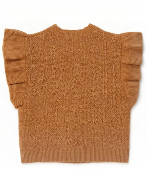 Maglione cardigan aperto a maniche corte per ragazze Zara 13-14 anni in poliestere marrone