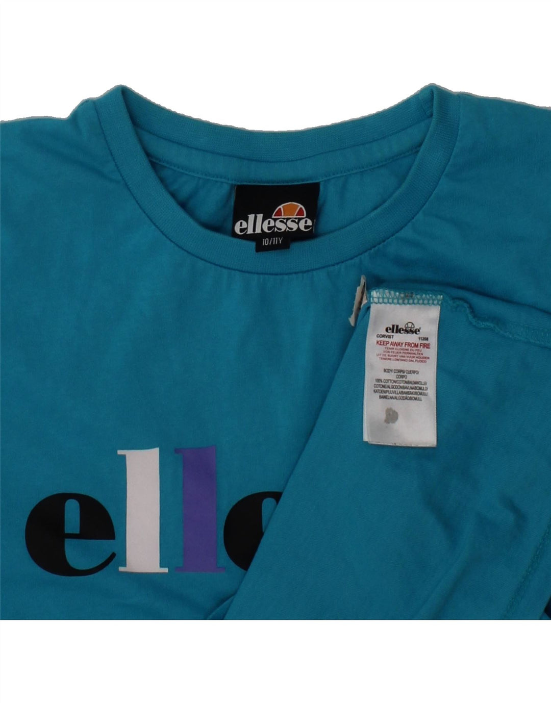 ELLESSE Boys Graphic T-Shirt Top 10-11 Years Blue Cotton Vintage Ellesse and Second-Hand Ellesse from Messina Hembry 