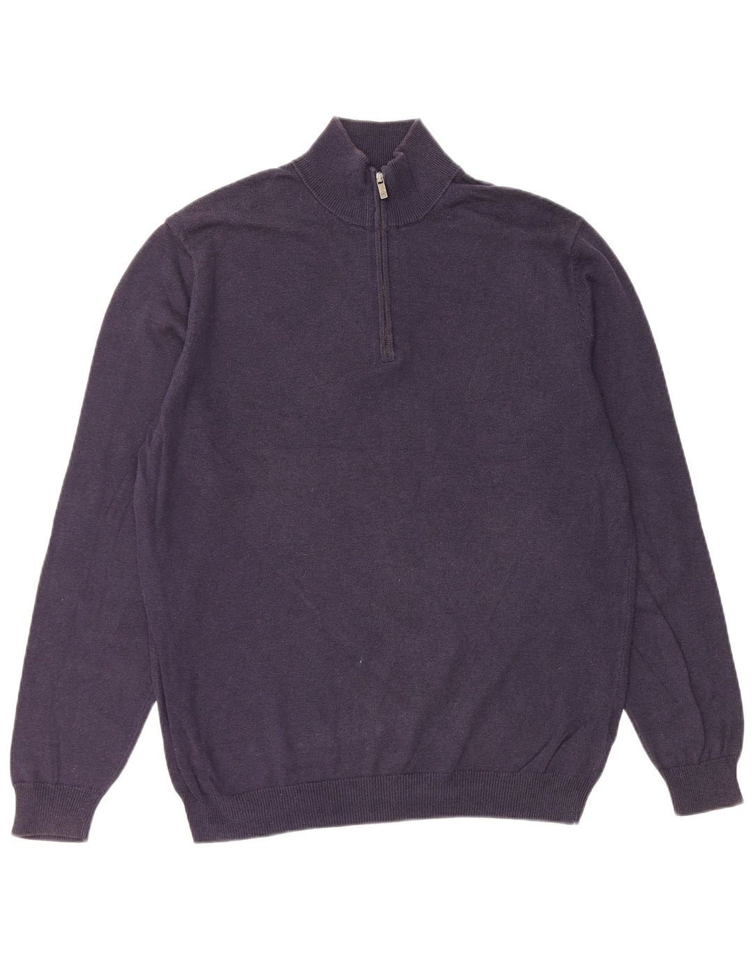 MASSIMO DUTTI Maglione da uomo con zip e collo grande in cotone blu navy