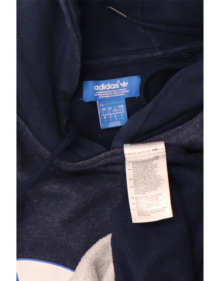Maglione con cappuccio grafico da uomo ADIDAS grande in cotone blu navy