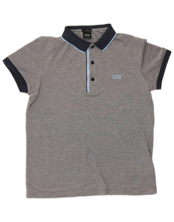 Polo da uomo Hugo Boss in cotone color block grigio medio