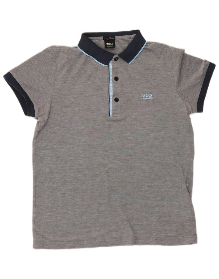 Polo da uomo Hugo Boss in cotone color block grigio medio