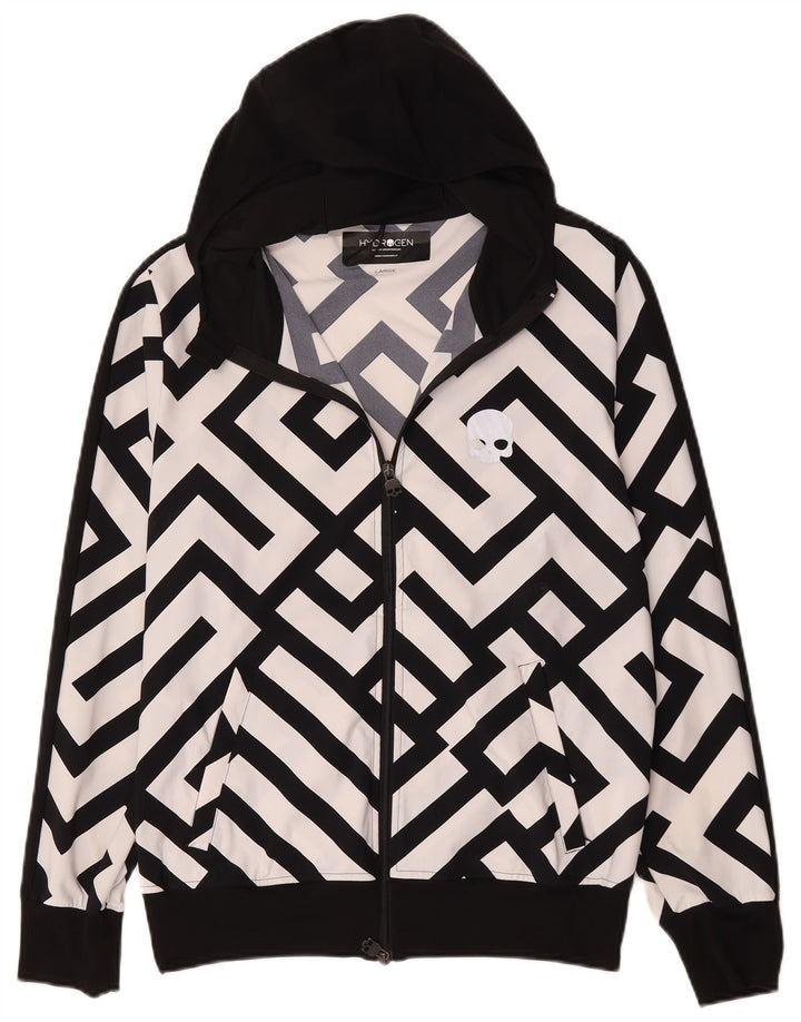 Maglione con cappuccio e zip da uomo HYDROGEN grande poliammide geometrica nera