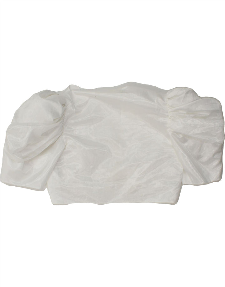 VINTAGE Womens Bolero Top UK 12 Medium White Polyester Vintage Vintage and Second-Hand Vintage from Messina Hembry 