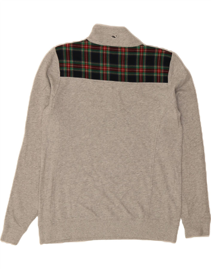 VINEYARD VINES Mens Zip Neck Sweatshirt Jumper Small Grey Check Cotton Vintage Vineyard Vines and Second-Hand Vineyard Vines from Messina Hembry 