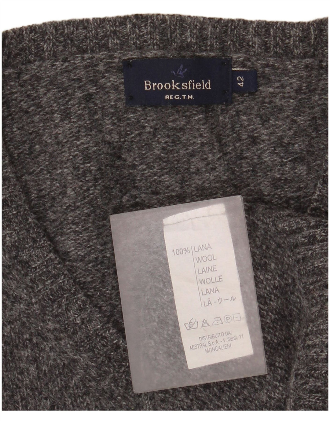 Maglione da donna con scollo a V Brooksfield IT 42 Lana screziata grigio medio