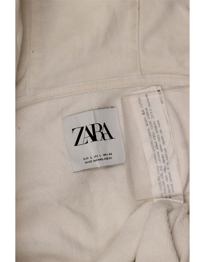 Maglione con cappuccio e zip Zara da uomo grande in cotone bianco
