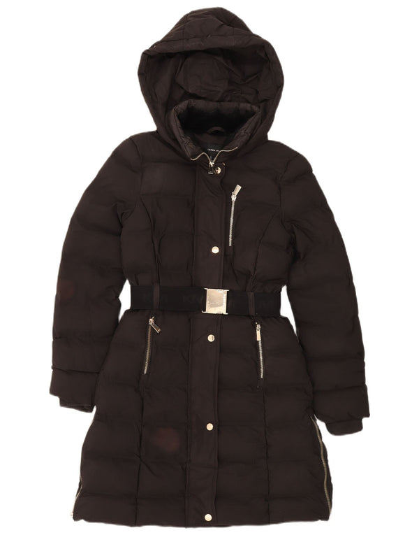 Cappotto imbottito con cappuccio grafico da donna Karen Millen UK 6 XS poliestere nero