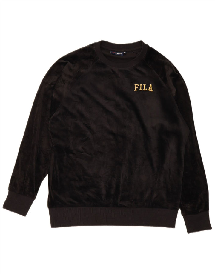 FILA Womens Oversized Graphic Sweatshirt Jumper UK 14 Medium Black