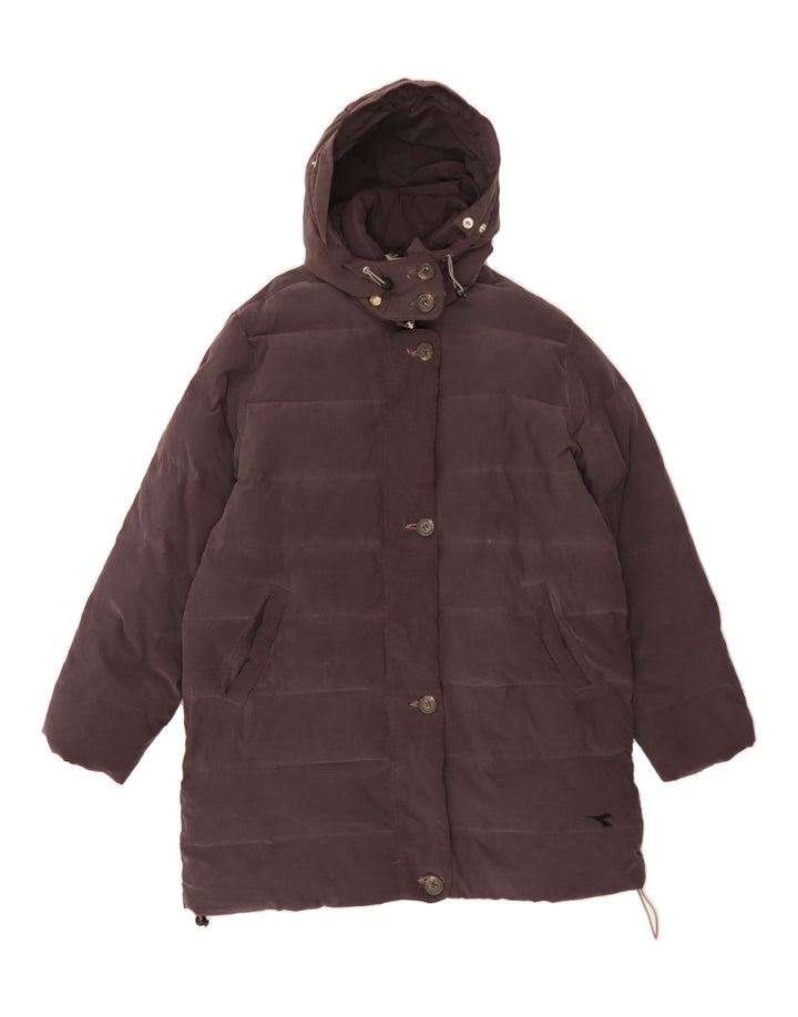 DIADORA Womens Hooded Padded Coat UK 14 Medium Purple Polyester Vintage Diadora and Second-Hand Diadora from Messina Hembry 