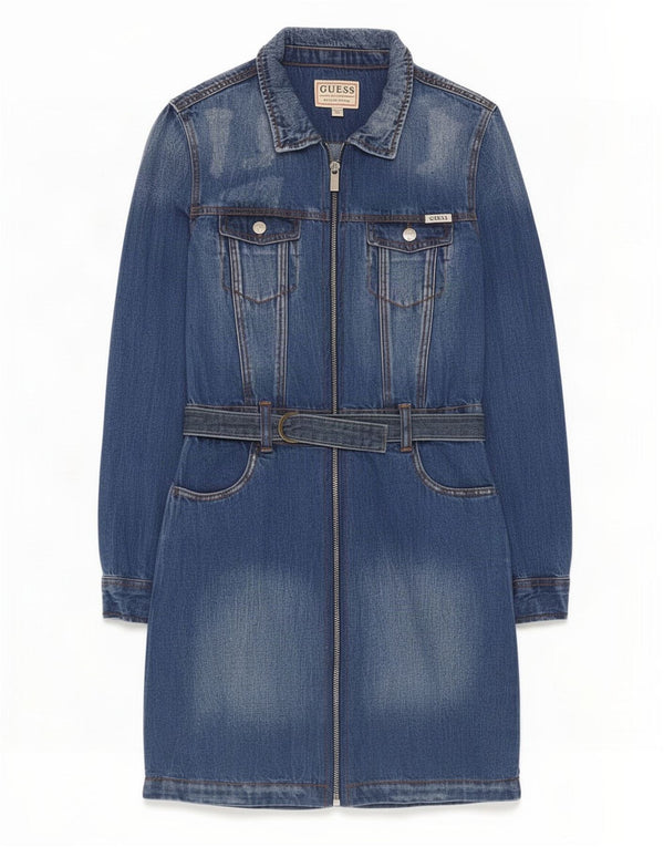 Abito in denim a maniche lunghe per bambina Guess 11-12 anni in cotone blu