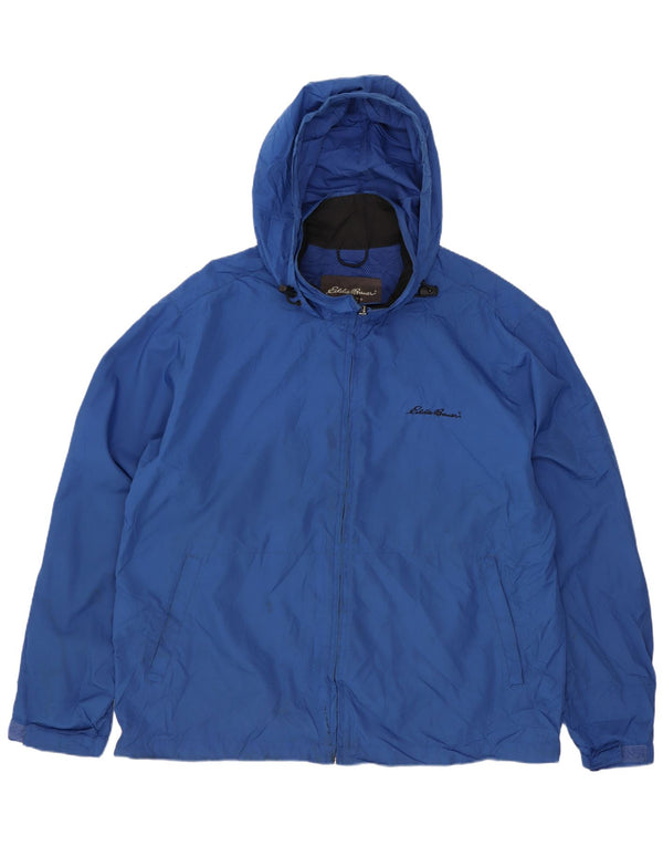 Giacca antipioggia con cappuccio da uomo Eddie Bauer UK 38 Poliestere blu medio