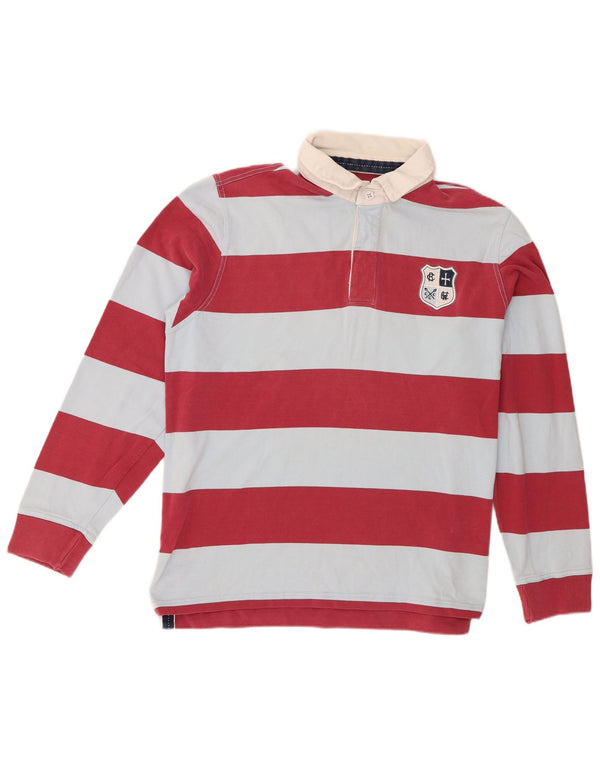 Crew Clothing Polo da rugby da uomo a maniche lunghe XL in cotone a righe rosa