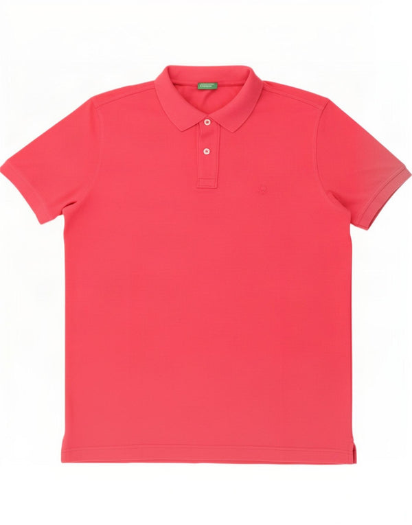 Polo Uomo Benetton Large Rosa In Cotone