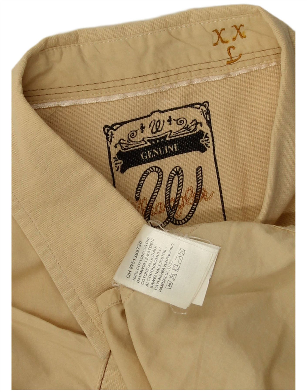 Camicia a maniche corte da uomo WRANGLER 2XL cotone beige