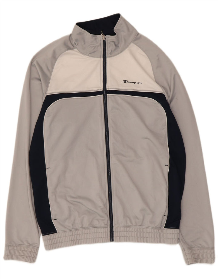 CHAMPION Giacca da tuta da uomo in poliestere color block grigio medio