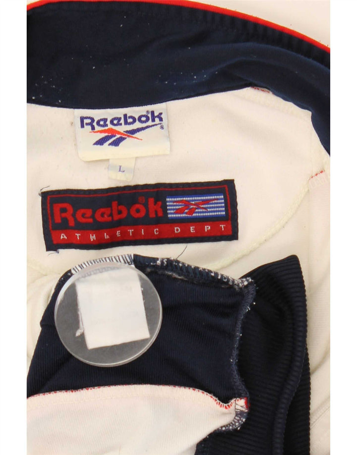 Giacca da ginnastica da uomo Reebok grande in poliestere color block bianco