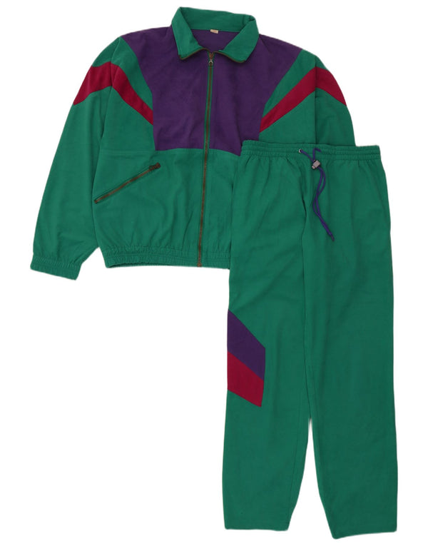 Tuta intera da donna vintage UK 14 Poliestere color block verde medio