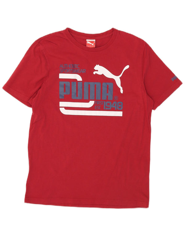 T-shirt grafica da uomo Puma Top in cotone rosso medio