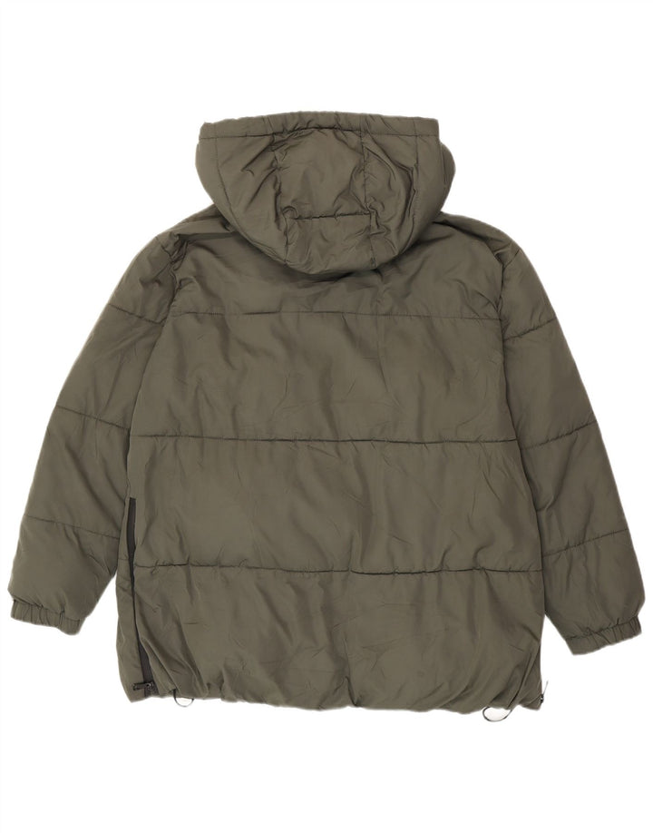 Giacca imbottita oversize con cappuccio da donna Zara UK 14 poliestere verde medio