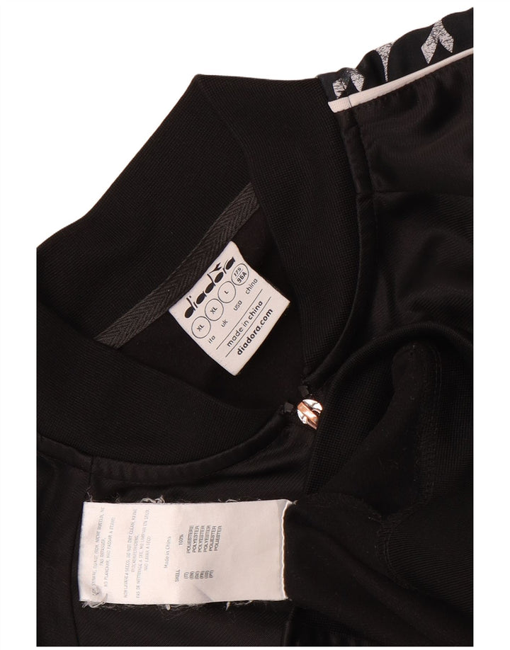 Giacca da ginnastica grafica da uomo Diadora XL nera in poliestere
