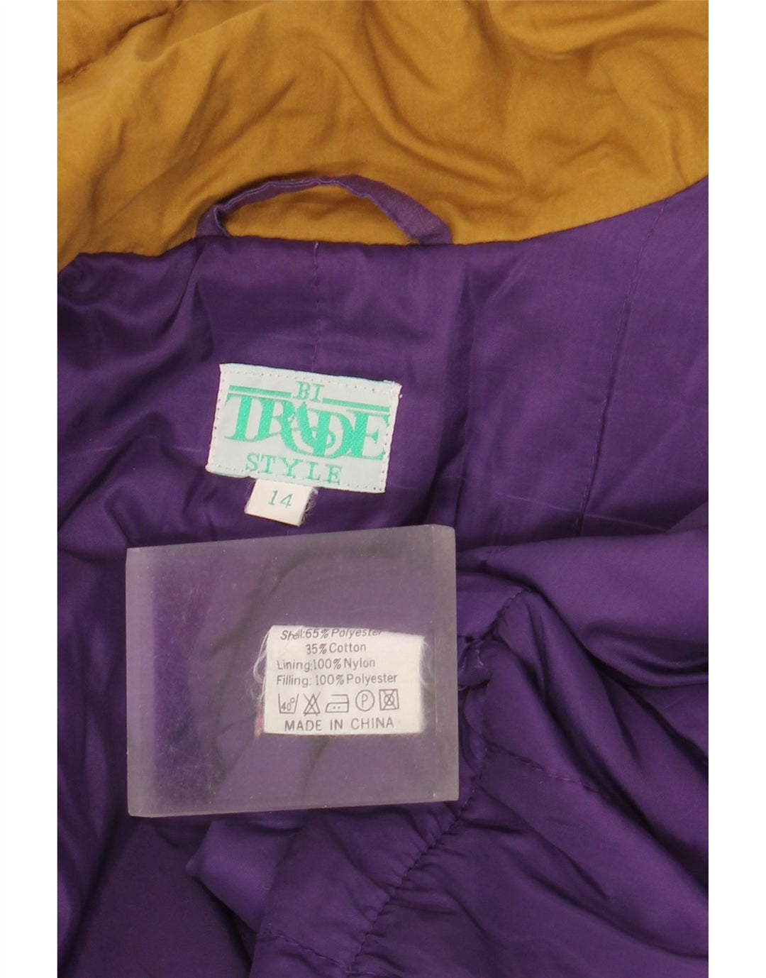 Cappotto giacca a vento oversize da donna vintage UK 14 grande poliestere viola