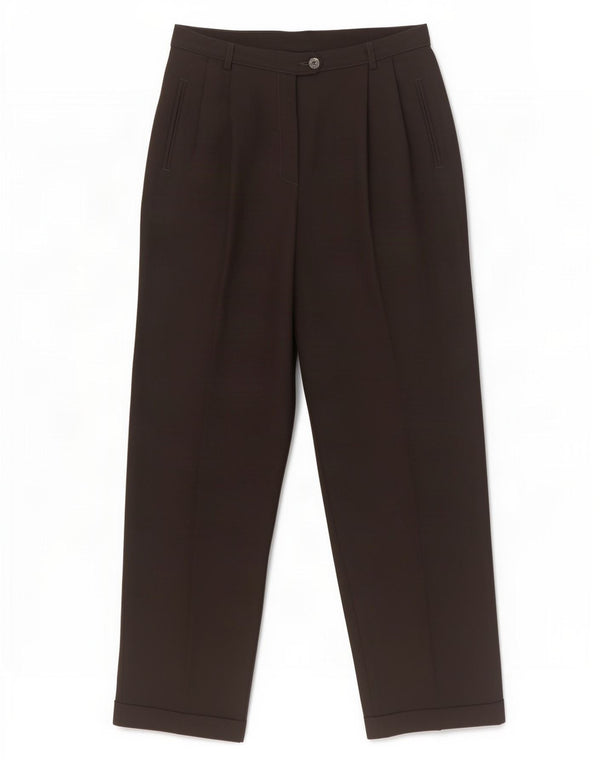Pantaloni da abito a vita alta da donna Marks & Spencer UK 14 Large W28 L31 Nero